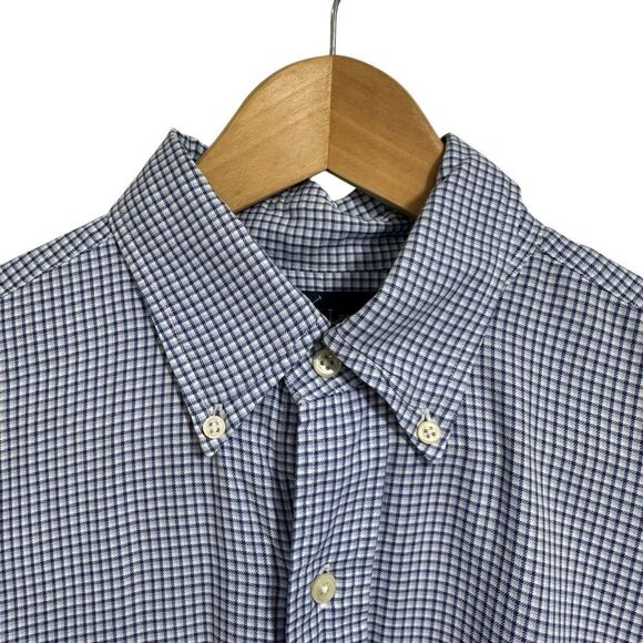 Ralph Lauren Yarmouth  Cotton Blue Plaid Preppy Long Sleeve Shirt, 15 1/2' - Picture 5 of 8